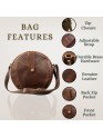 Madosh Genuine Leather Crossbody Sling Bag |Brown Leather Bag | Unique Round layout |Spacious Compartments| Women everyday use.